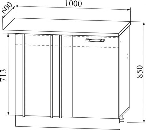 Шкаф напольный ДСВ Тренто СУ 1000 левый (серый/белый)