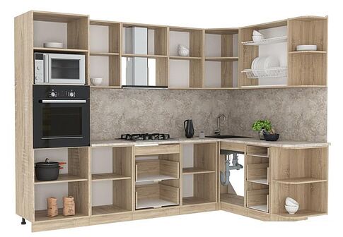 Готовая кухня Интерлиния Мила 1.68x2.8 правая (ваниль/дуб венге/малага)