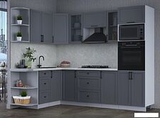 Готовая кухня Интерлиния Тренд 1.68x2.6 ВТ левая (пепел/пепел/опал светлый)