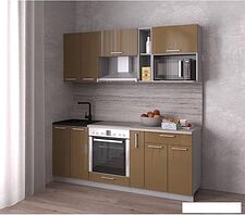 Готовая кухня Интерлиния Gloss 2.0 (капучино/капучино)