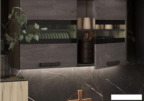 Готовая кухня Стендмебель Эдинбург 1.4 с пеналом (железный камень/дуб крафт серый)