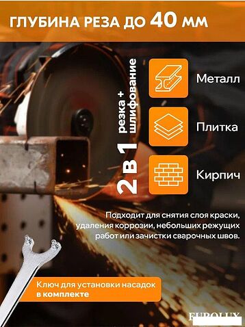Угловая шлифмашина Eurolux УШМ-125/1500E-EU 900/72/12/30
