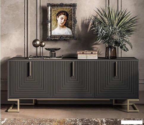 Тумба Involux Неаполь 212T011 (графит/черный матовый/золото)