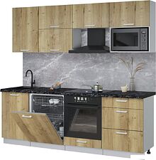 Готовая кухня Интерлиния Мила Лайт 2.3-ПМ2 (дуб золотой/дуб золотой/кастилло темный)