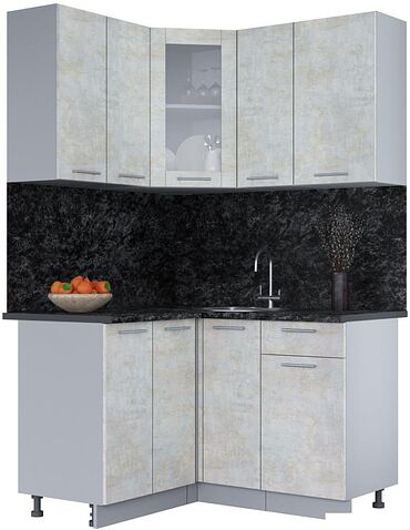 Готовая кухня Интерлиния Мила 12x13 (бетон лайт-бетон лайт-кастилло темный)