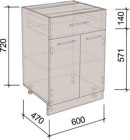 Шкаф напольный Артём-Мебель 600мм СН-114.06-Ш (ДСП бетон спаркс)
