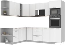 Готовая кухня Интерлиния Мила Лайт 1.88x2.6 левая без столешницы (белый платинум/белый платинум)