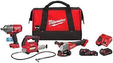 Milwaukee 4933498576 (гайковерт, болгарка, смазочный пистолет, 2 АКБ, сумка)