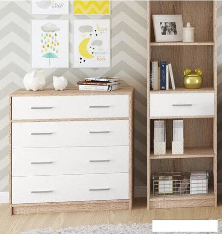 Комод Империал Стелс 4ящ (дуб сонома-белый)