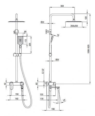 Душевая система  Deante Alpinia NAC N1AM