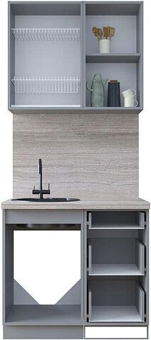 Готовая кухня Интерлиния Тренд 0.9А (белый/мята/бискайская сосна)