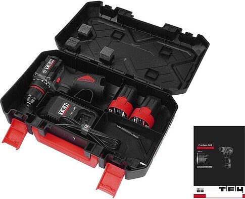 Дрель-шуруповерт TEH TDBL316-2B (с 2-мя АКБ, кейс)