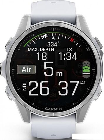 Умные часы Garmin Fenix 8 43мм (серебристый, белый ремешок)