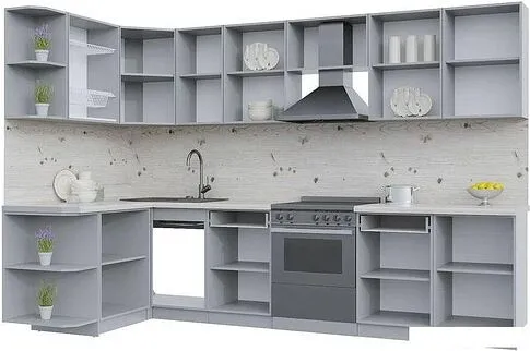 Готовая кухня Интерлиния Берес 1.5x3.1 левая (дуб лазурный/дуб бунратти)