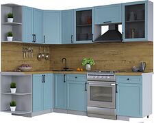 Готовая кухня Интерлиния Тренд 1.5x2.5 левая (океан/океан/дуб бунратти)