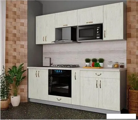 Готовая кухня Интерлиния Мила Крафт 2.2 (дуб снежный)