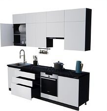 Готовая кухня ВерсоМебель Эко Премиум 2.6 (белый фасадный/ст. тунис)