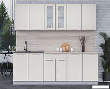 Готовая кухня Интерлиния Мила 22 (персидский жемчуг/персидский жемчуг/травертин серый)