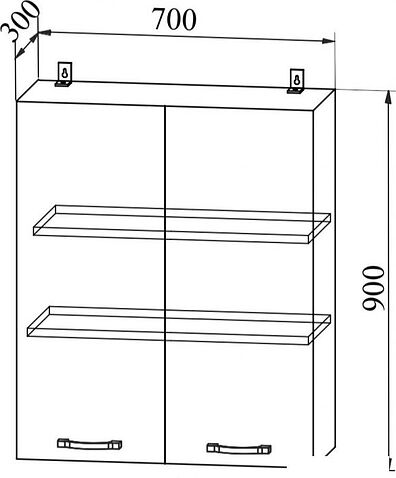 Шкаф навесной ДСВ Тренто ВП 700 (серый/белый)