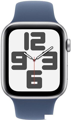 Умные часы Apple Watch SE 2 44 мм (алюминиевый корпус, серебристый/синий деним, спортивный силиконовый ремешок M/L)