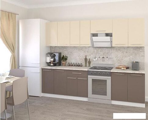 Готовая кухня Кастанье Марта 2.8 (ваниль/трюфель коричневый)