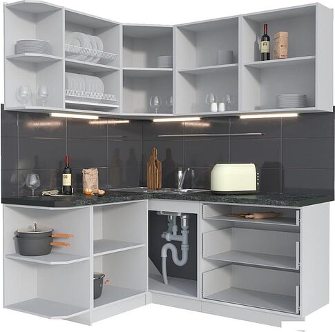 Кухонный модуль Интерлиния Мила Матте 1.5x1.8 А (керамика/керамика/опал светлый)