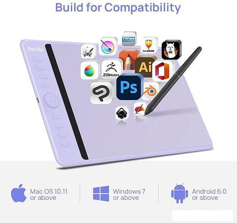 Графический планшет Parblo Intangbo M (сиреневый)
