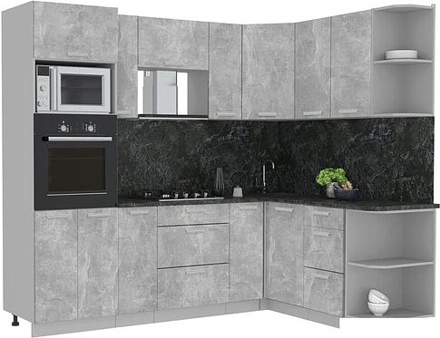 Готовая кухня Интерлиния Мила Лайт 1.68x2.4 правая (бетон/бетон/кастилло темный)