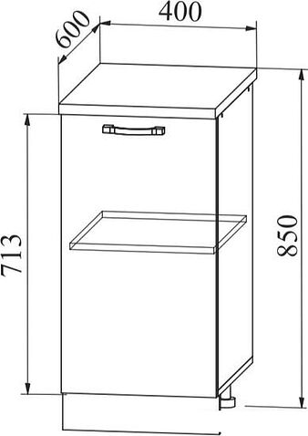 Шкаф напольный ДСВ Тренто С 400 правый (серый/серый)