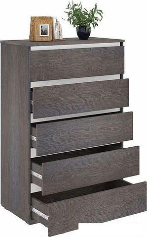 Комод Кортекс-мебель Бари 80 5ш (береза/береза/белый)