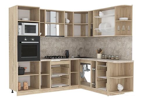 Готовая кухня Интерлиния Мила 1.88x2.4 правая (бетон/бетон/кастилло темный)