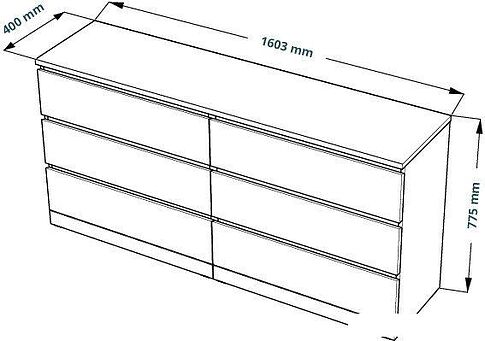 Комод Mio Tesoro Варма 6D (серый)