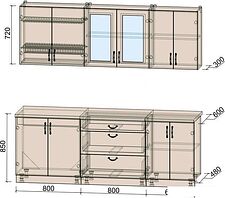 Готовая кухня Интерлиния Мила Крафт 2.2Б (дуб полярный)