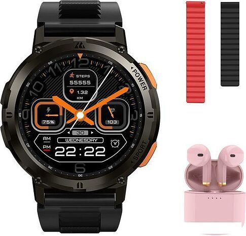 Умные часы Kospet Tank T2 (черный, с силиконовым ремешком)