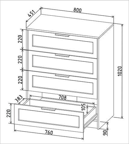 Комод Интерлиния Концепт Тренд КТ-К80 (дуб золотой/дуб английский)