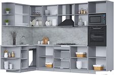 Готовая кухня Интерлиния Мила 1.68x3.0 правая (вудлайн кремовый/дуб веллингтон/серый каспий)