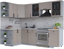 Готовая кухня Интерлиния Тренд 1.5x2.6 левая (луна/луна/бискайская сосна)