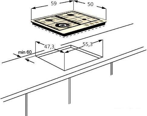 Варочная панель Monsher MKFG 60G40ME096-WFT