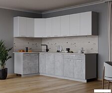 Готовая кухня Интерлиния Мила Лайт 1.2x2.5 (белый платинум/бетон/бискайская сосна)