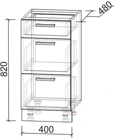 Шкаф напольный Интерлиния Компо НШ40рш3 1м+2б (белый платинум)