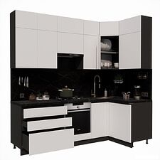 Готовая кухня ВерсоМебель Эко Премиум 1.2x2.4 правая (белый фасадный/ст. тунис)