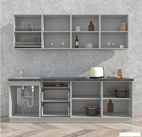 Кухонный модуль Интерлиния Мила Матте 2.4 А (белый/керамика/опал светлый)