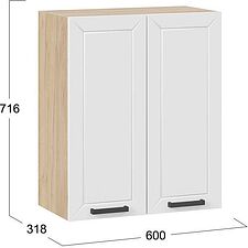 Шкаф навесной Трия Лорас 1В6 (дуб крафт золотой/холст белый)