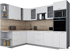 Готовая кухня Интерлиния Мила Gloss 1.88x2.8 левая (белый софт/белый софт/травертин серый) Готовая кухня Интерлиния Мила Gloss 1.88x2.8 левая (белый софт/белый софт/травертин серый)
