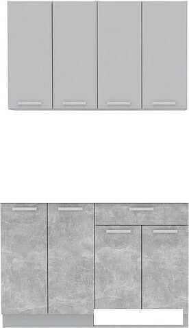 Готовая кухня Интерлиния Мила Лайт 1.2 без столешницы (серебристый/бетон) Готовая кухня Интерлиния Мила Лайт 1.2 без столешницы (серебристый/бетон)