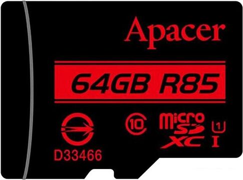 Карта памяти Apacer microSDXC AP64GMCSX10U5-R 64GB (с адаптером)