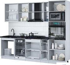 Готовая кухня Интерлиния Мила Gloss 2.55-ПМ3 (белый/белый/серый каспий) Готовая кухня Интерлиния Мила Gloss 2.55-ПМ3 (белый/белый/серый каспий)