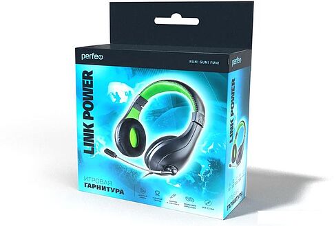Наушники Perfeo Link Power (черный/синий)