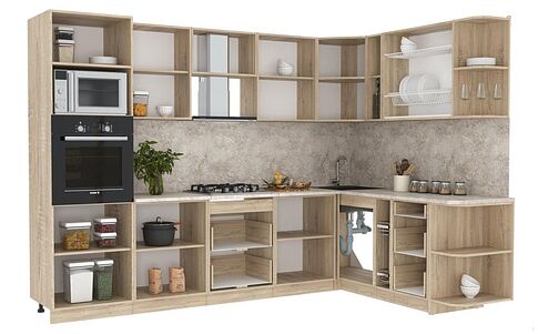 Готовая кухня Интерлиния Мила 1.88x3.0 правая (вудлайн кремовый/антрацит/малага)