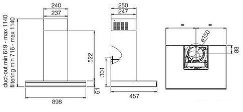 Кухонная вытяжка Elica Adele BLIX/A/90